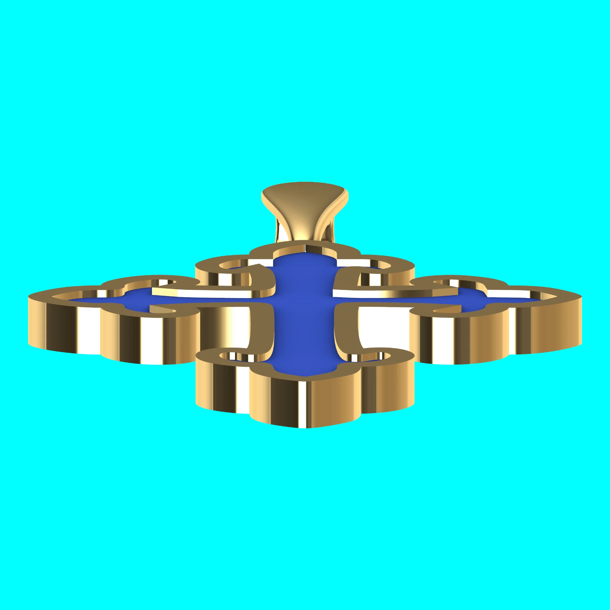 Framed Cross Pendant with Scrolled Leaf Ends — view 3