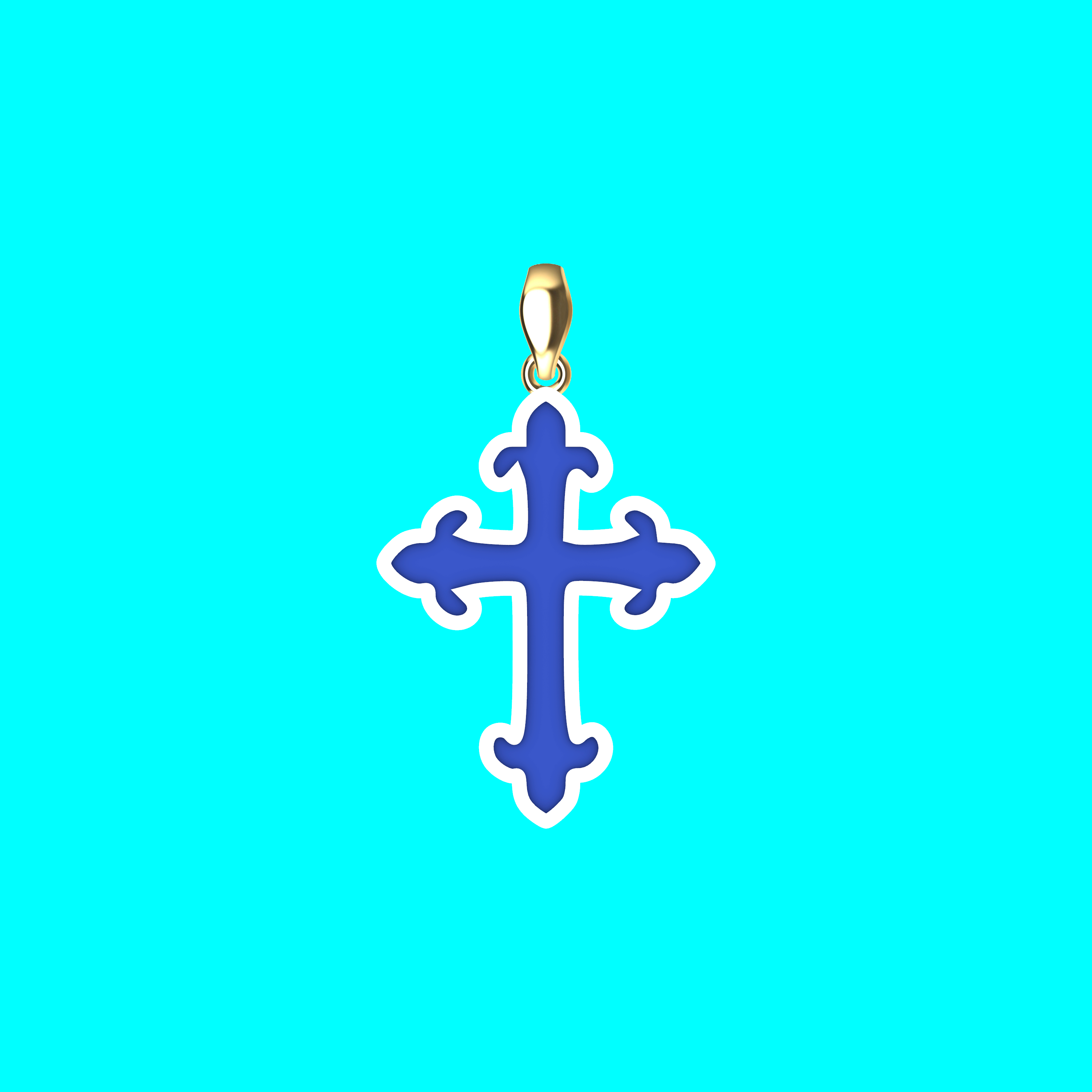 Framed Cross Pendant with Scrolled Leaf Ends — view 5