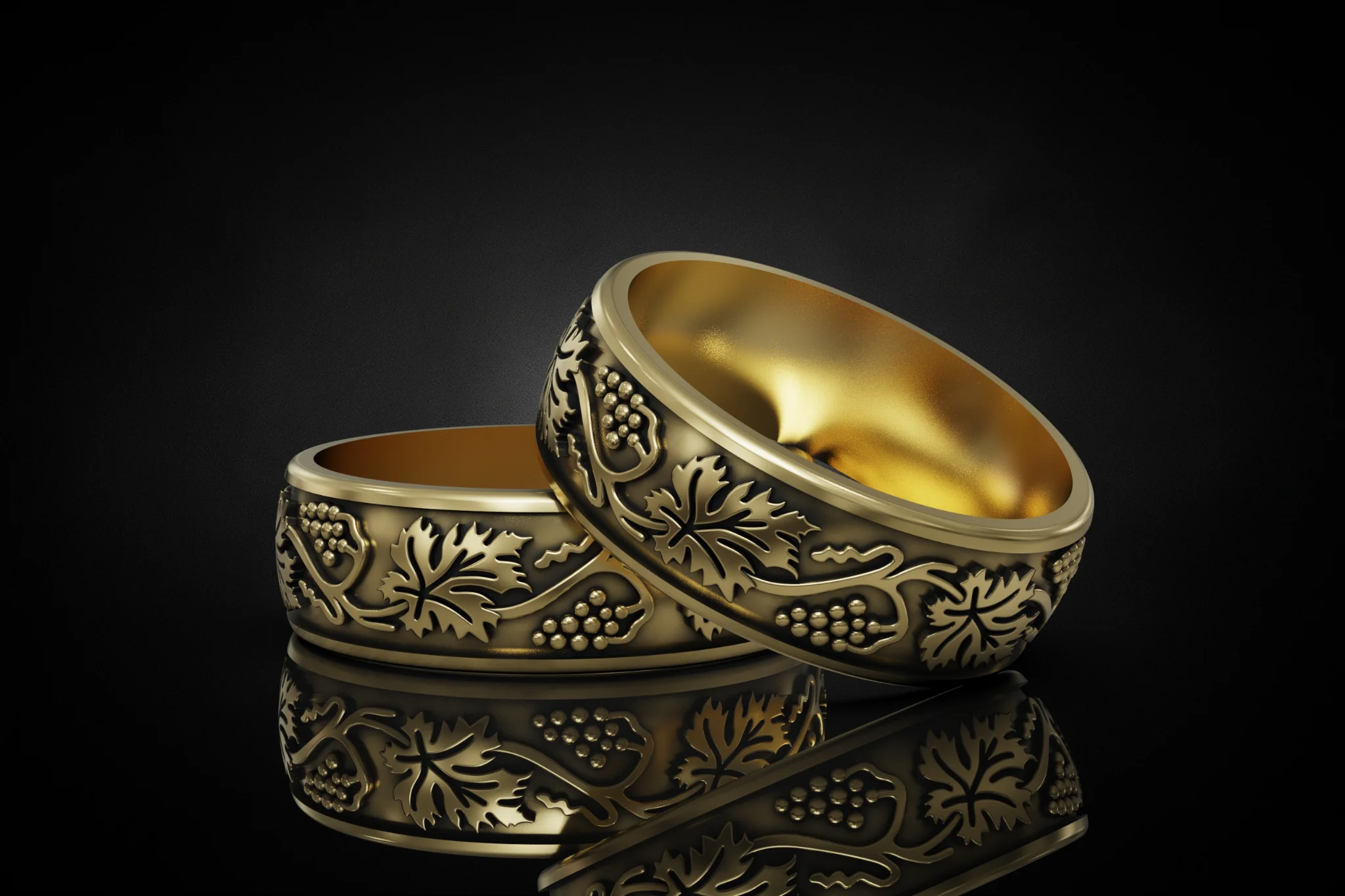 Nature Grapevine Wedding Band CAD Model — view 3