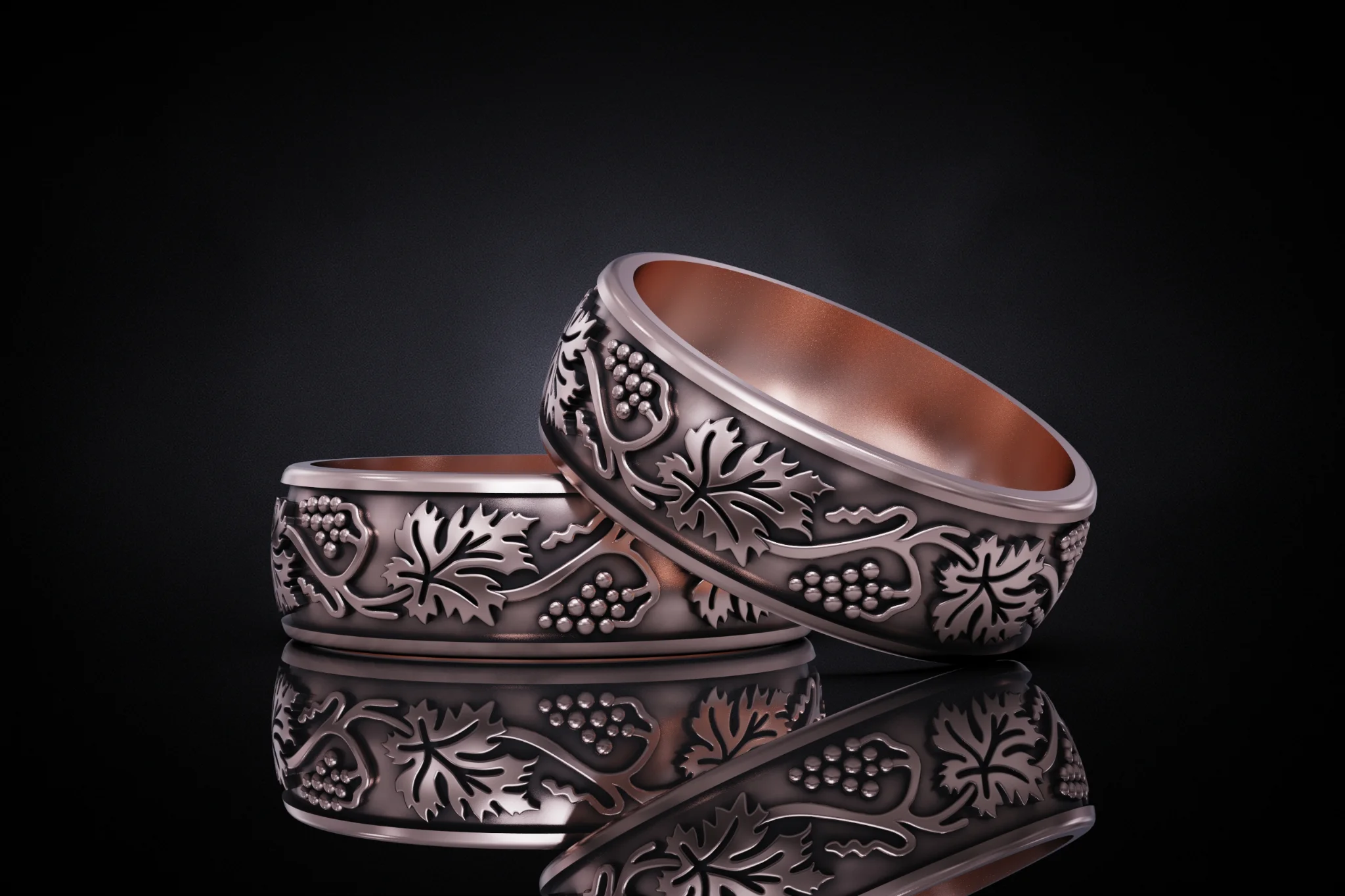 Nature Grapevine Wedding Band CAD Model — view 2