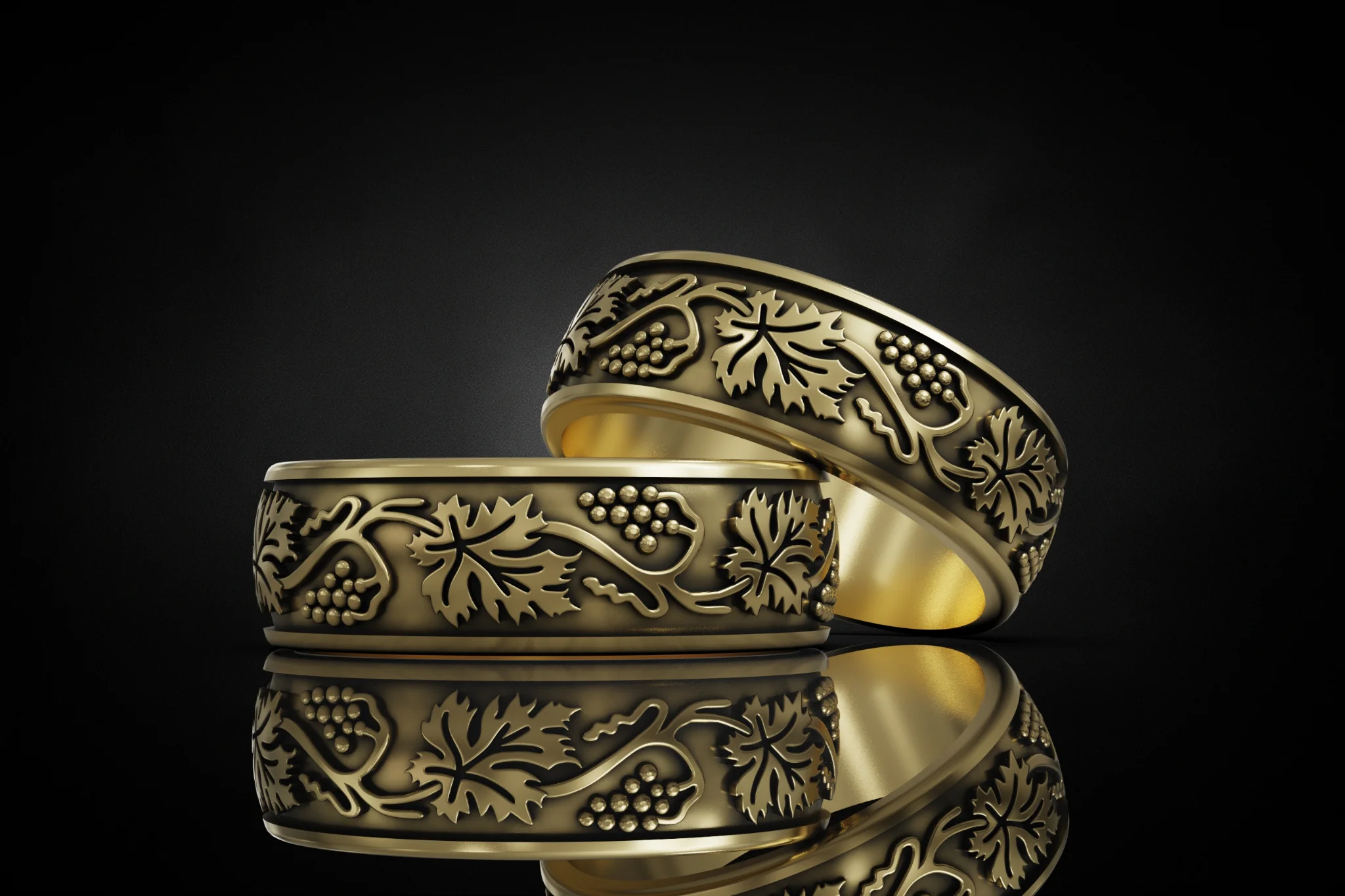 Nature Grapevine Wedding Band CAD Model — view 4