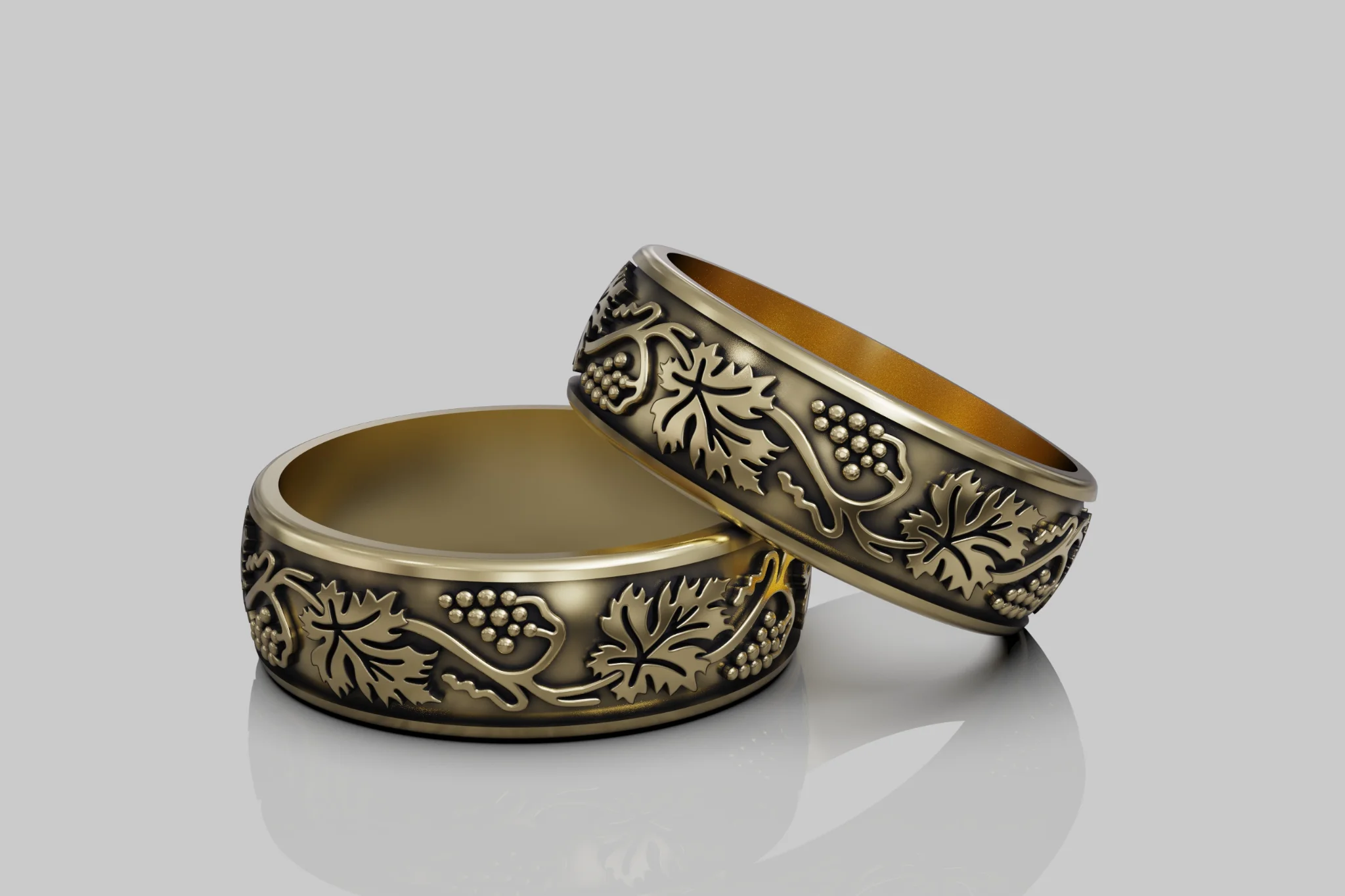 Nature Grapevine Wedding Band CAD Model — view 7