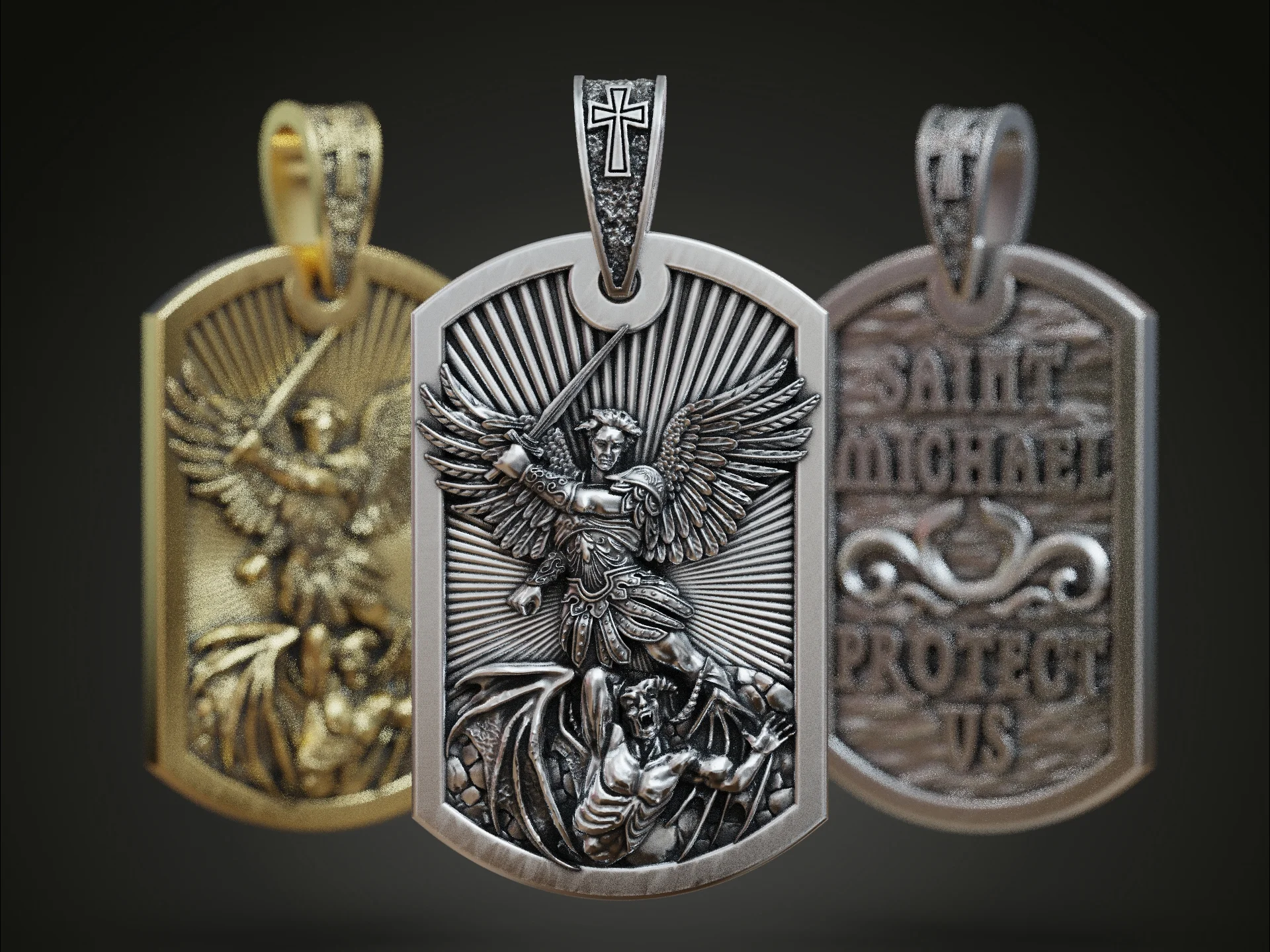 Saint Michael Archangel Dog Tag Pendant — view 1