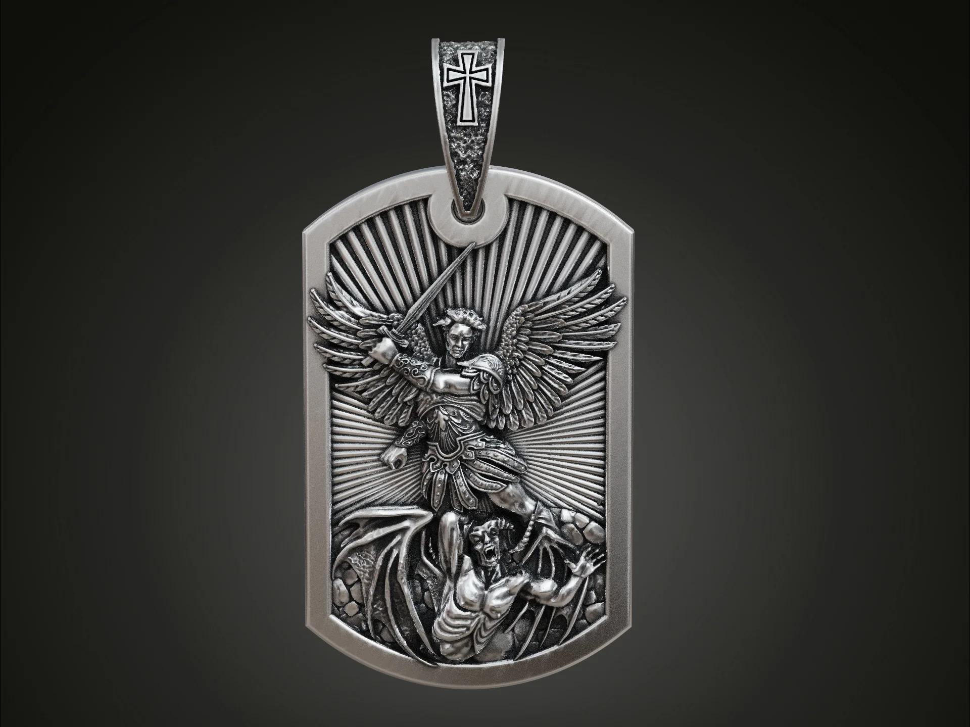 Saint Michael Archangel Dog Tag Pendant — view 2