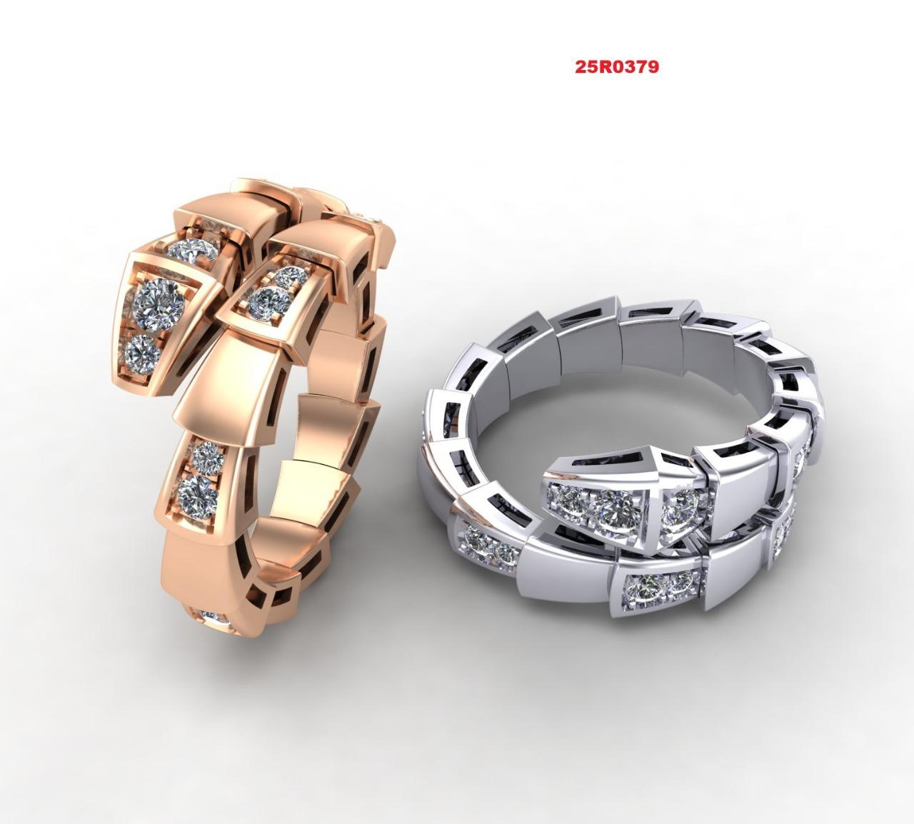 Articulated Serpent Ring with Flush-Set Stones — view 2
