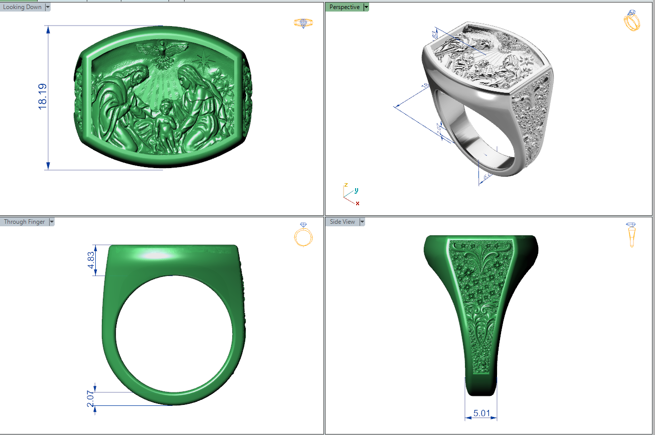 Holy Family and Star of Bethlehem Signet Ring — view 7