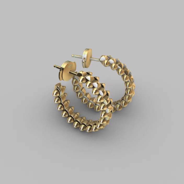 CLASH Hoop Earrings with Pyramid Studs RSIN PRINTING — view 2