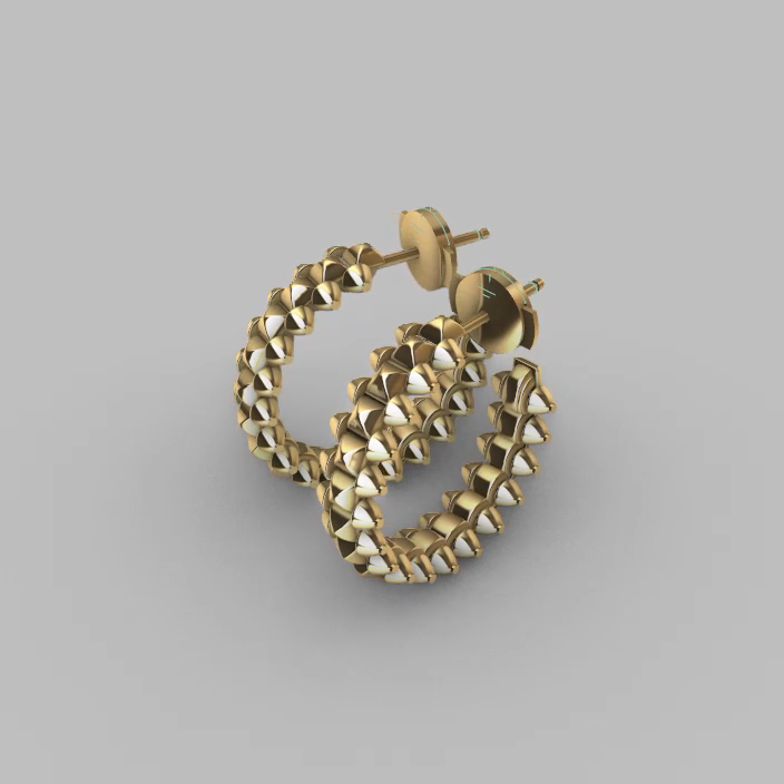 CLASH Hoop Earrings with Pyramid Studs RSIN PRINTING