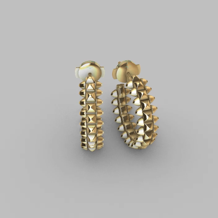 CLASH Hoop Earrings with Pyramid Studs RSIN PRINTING — view 5