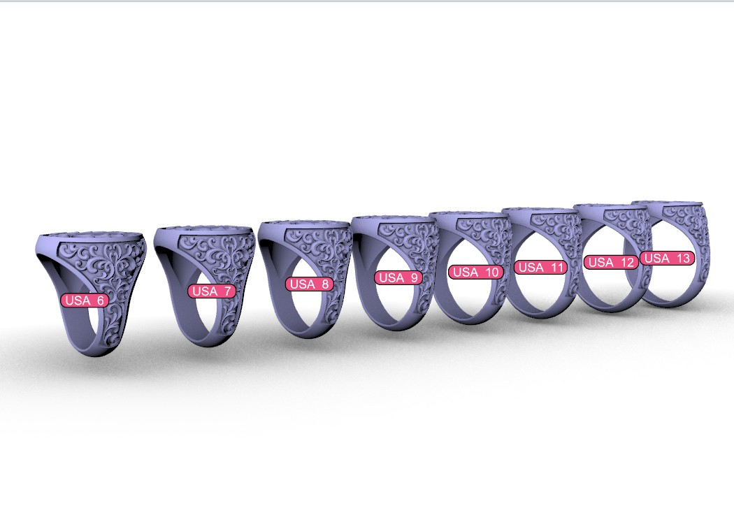 Ornate Letter V Initial Signet Ring With Scrollwork — view 8
