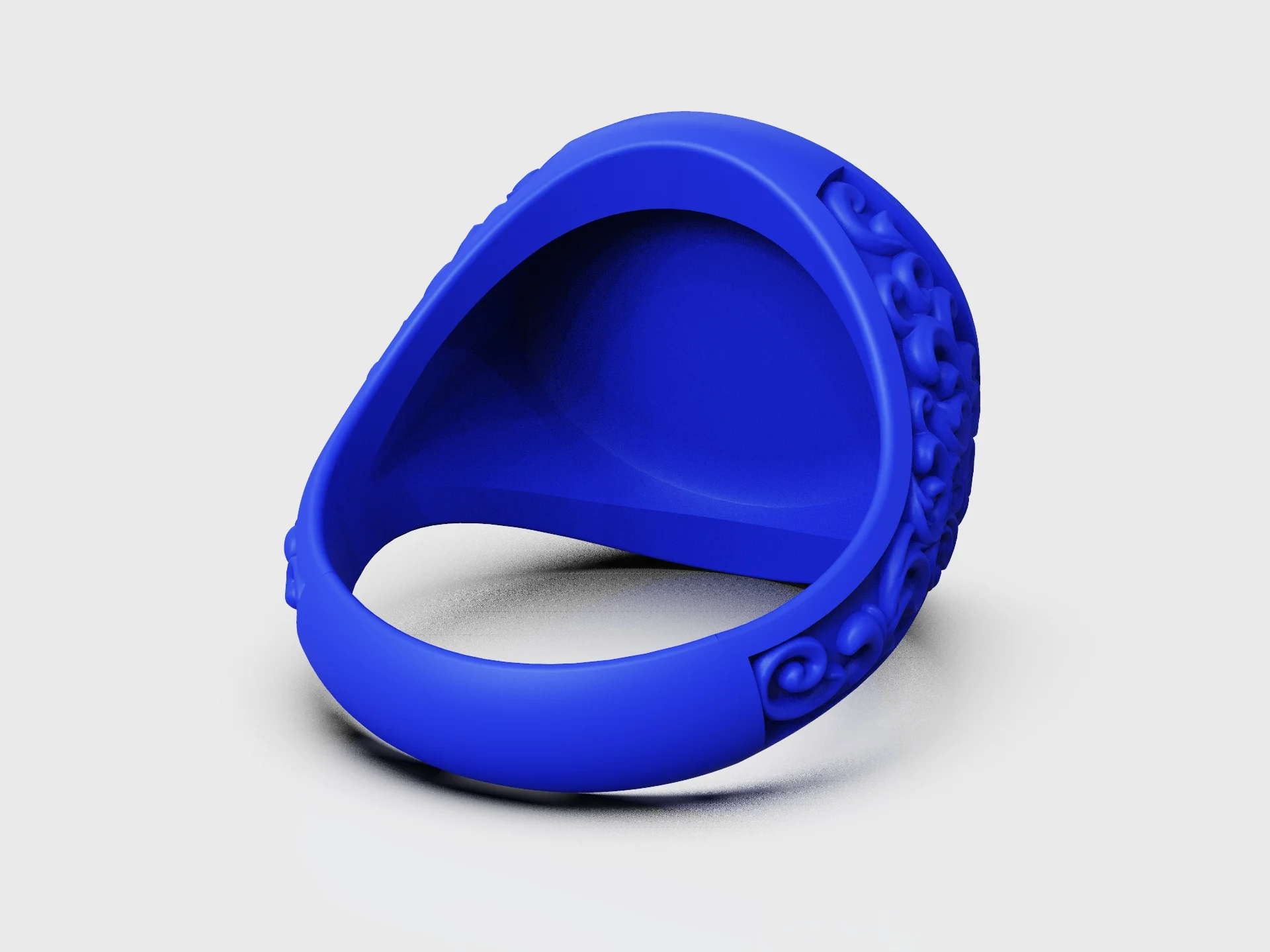 Ornate Letter V Initial Signet Ring With Scrollwork — view 5