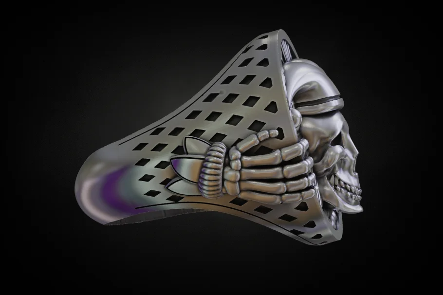 Jester Skull Signet Ring with Pierced Shank — view 3