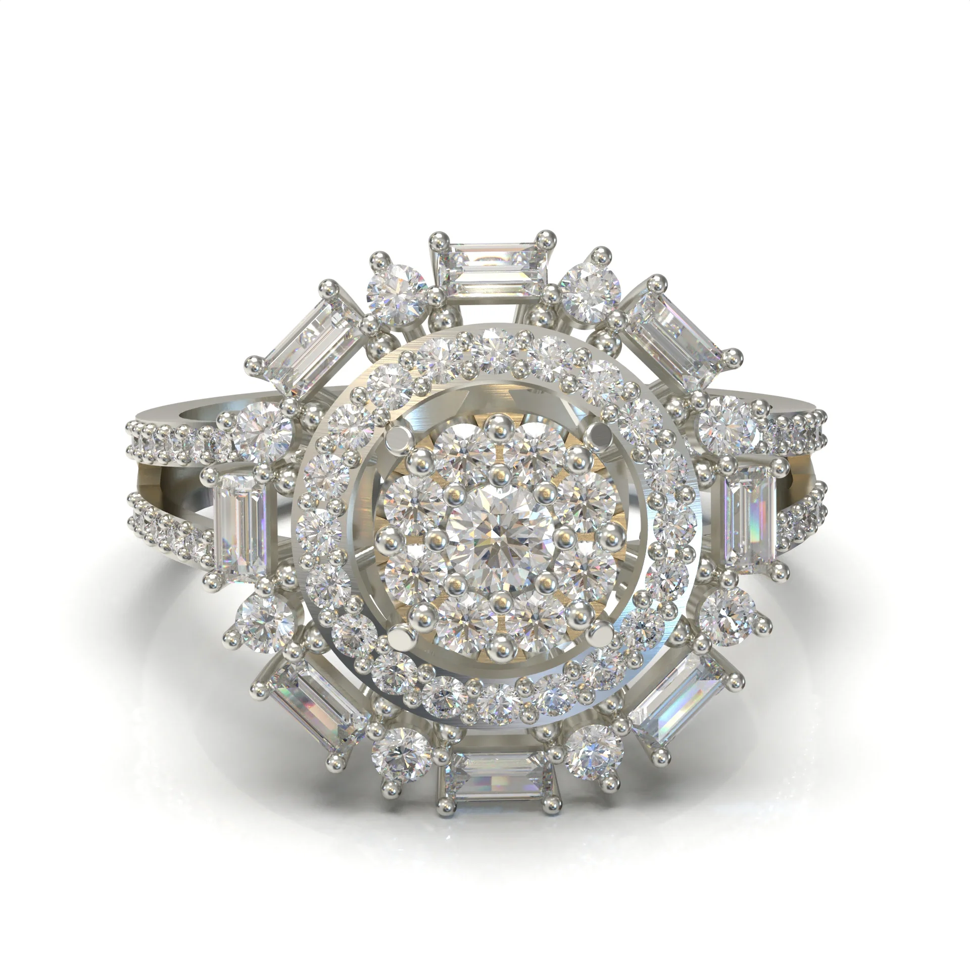 Delicate Baguette Gemstone Ring Jewelry 3D Model — view 2