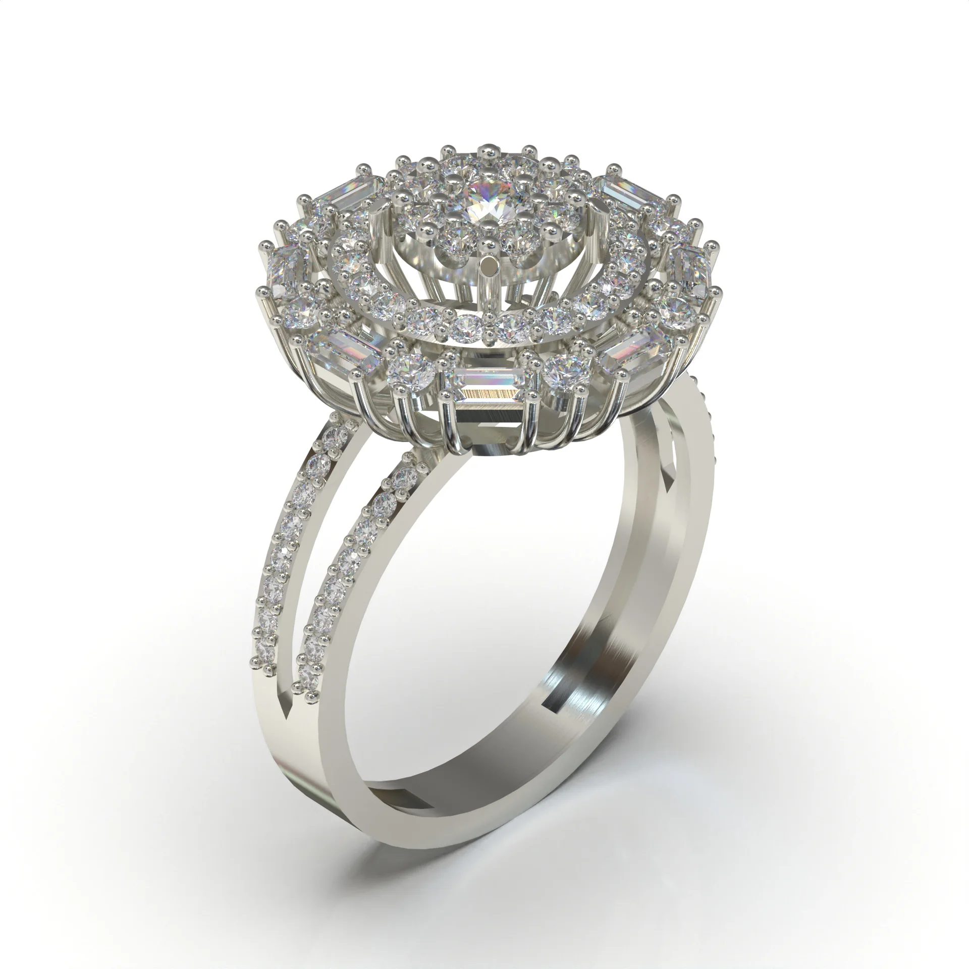 Delicate Baguette Gemstone Ring Jewelry 3D Model