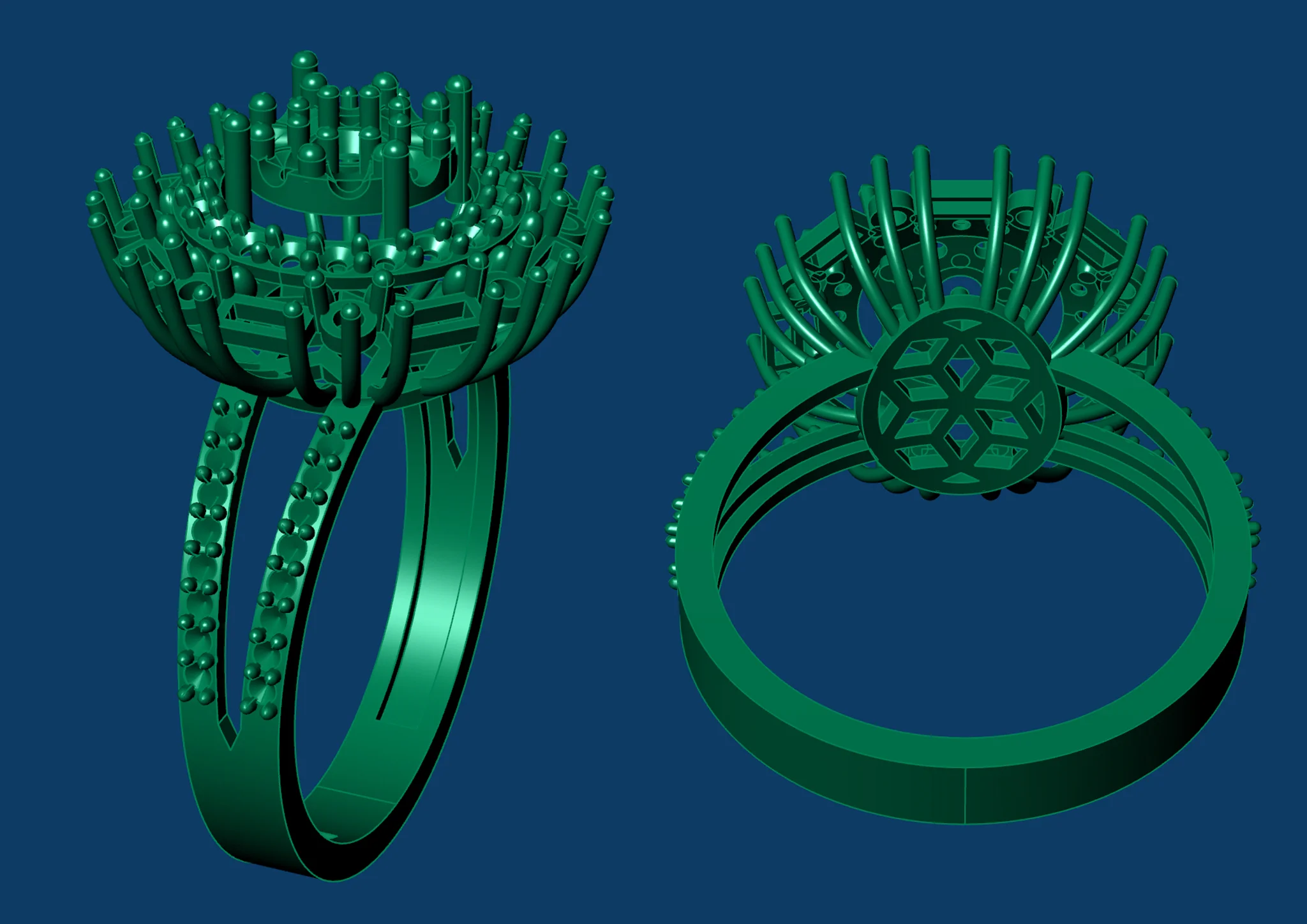 Delicate Baguette Gemstone Ring Jewelry 3D Model — view 5