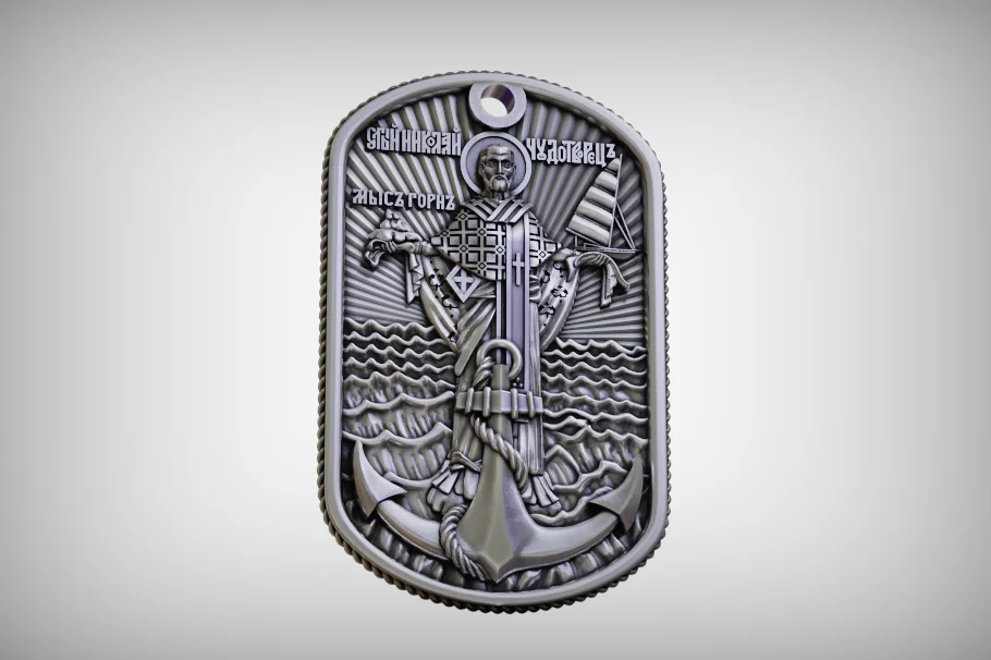 Orthodox High-Relief St. Nicholas Anchor Pendant