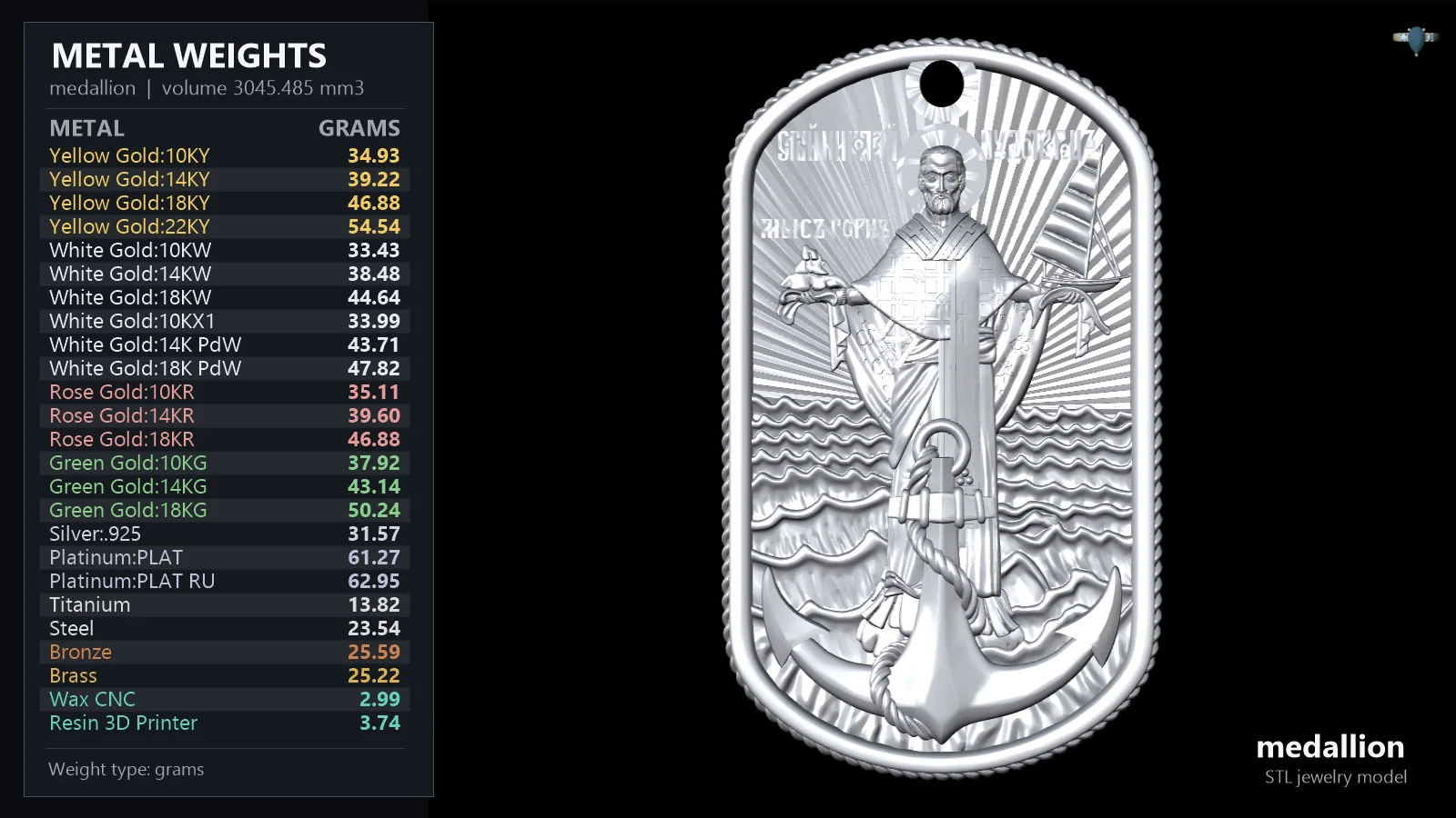 Orthodox High-Relief St. Nicholas Anchor Pendant — view 5