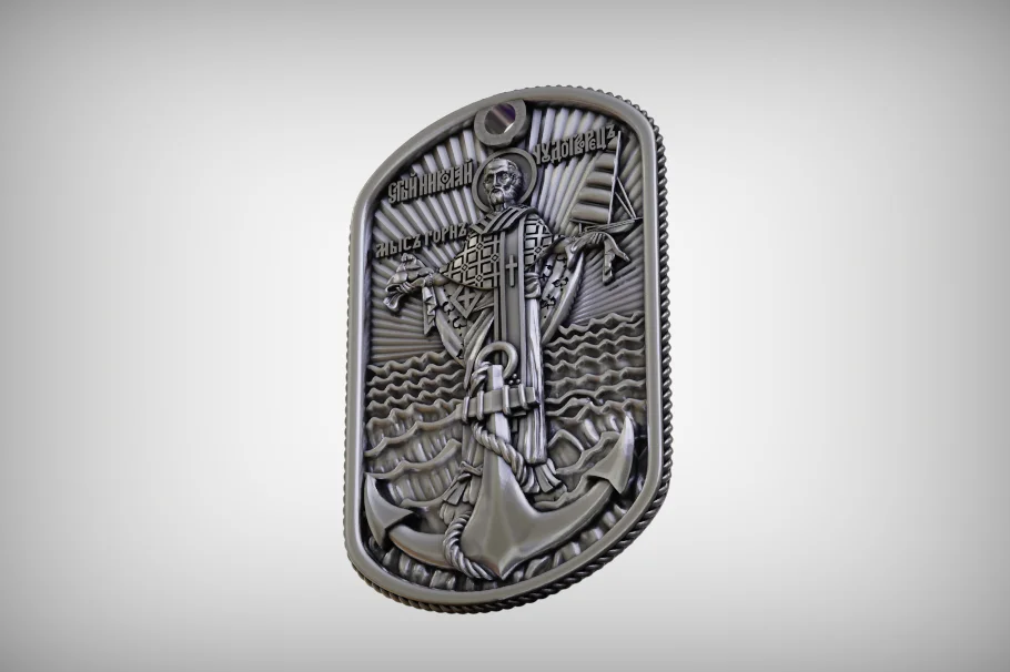 Orthodox High-Relief St. Nicholas Anchor Pendant — view 2