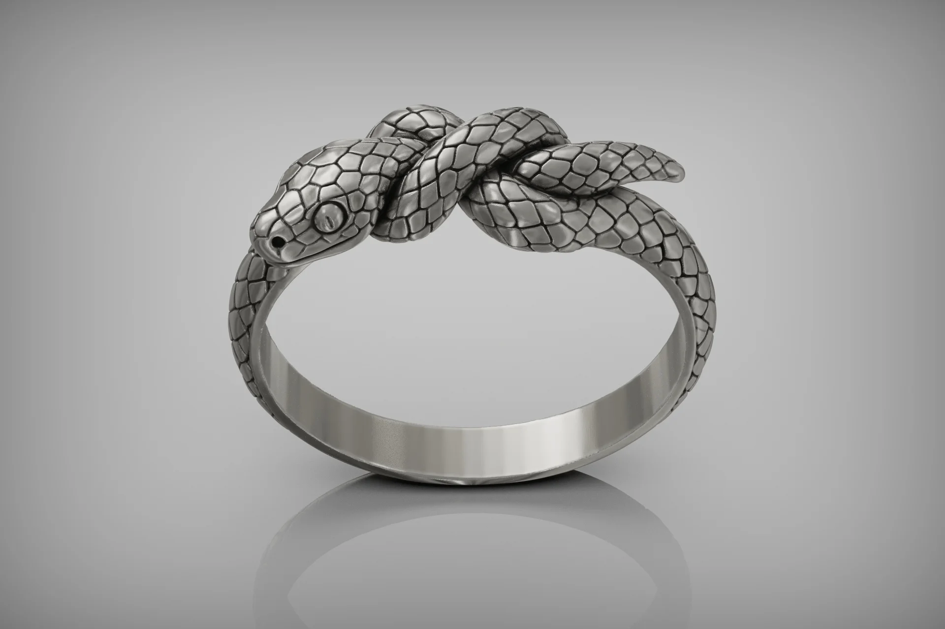 Coiled Serpent Ring with Detailed Scale Texture — view 5