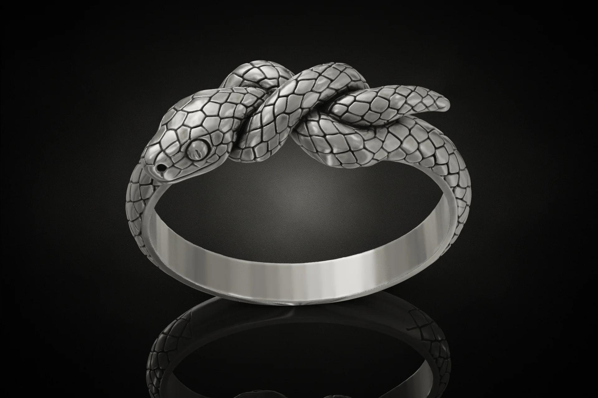 Coiled Serpent Ring with Detailed Scale Texture — view 2