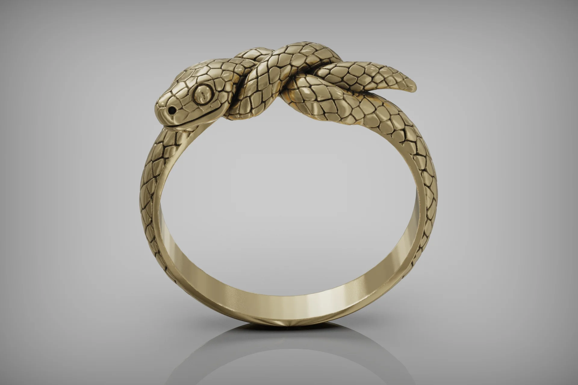 Coiled Serpent Ring with Detailed Scale Texture — view 4