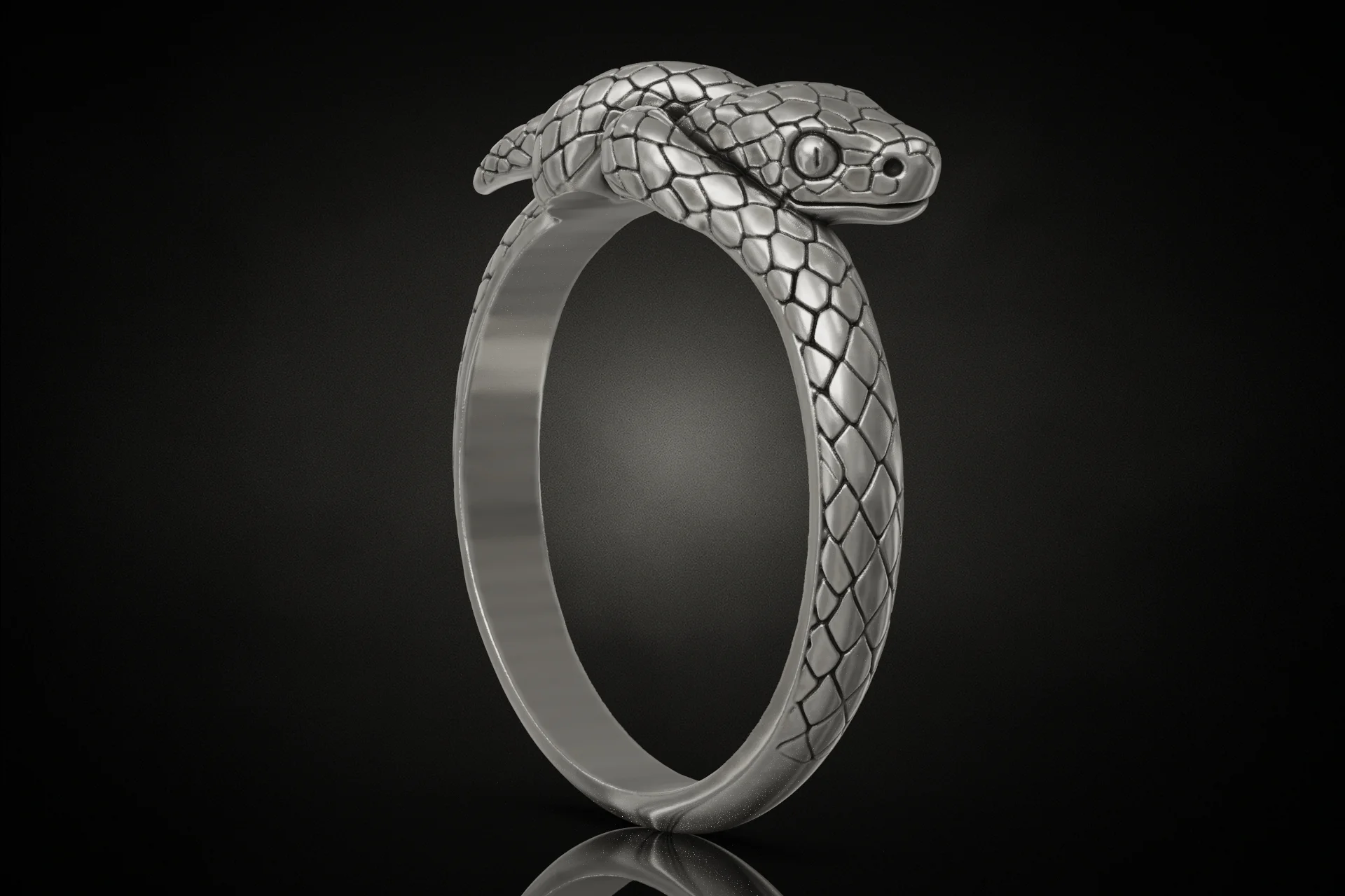 Coiled Serpent Ring with Detailed Scale Texture — view 3