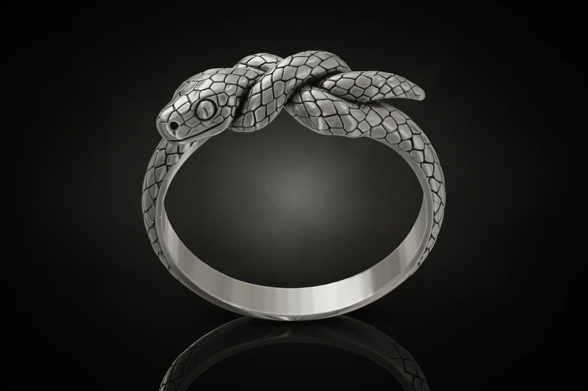 Coiled Serpent Ring with Detailed Scale Texture