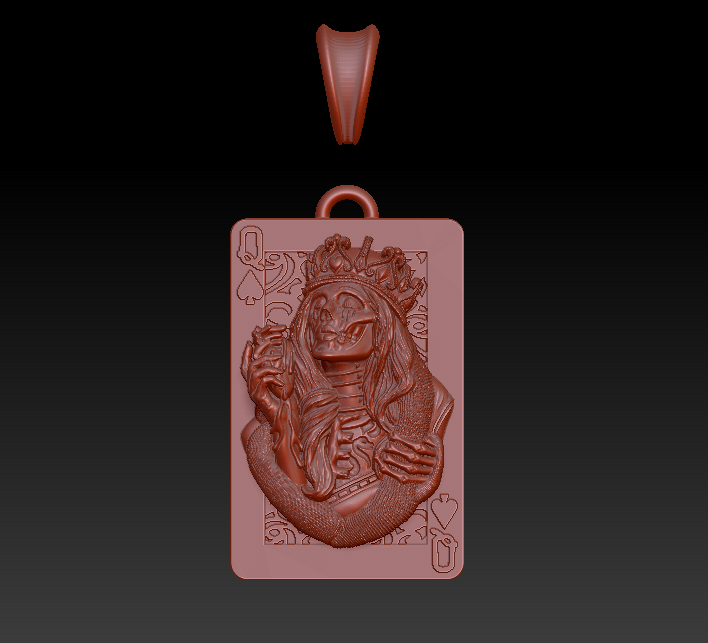 Skeleton Queen of Spades Playing Card Pendant — view 5