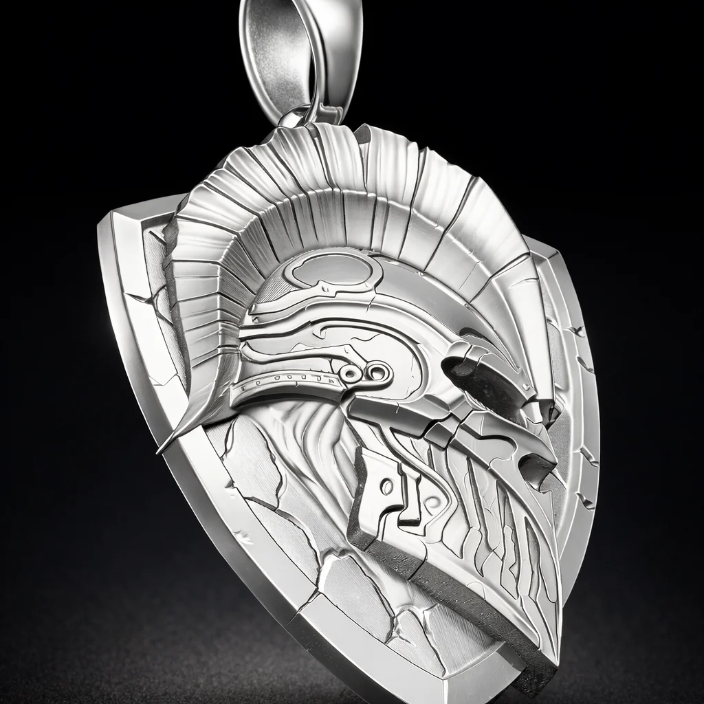 Heroic Spartan Warrior Helmet Pendant — view 3