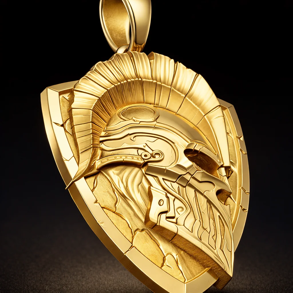 Heroic Spartan Warrior Helmet Pendant — view 2