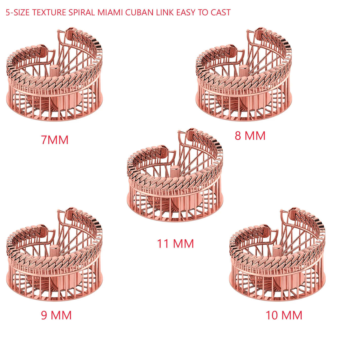 5 SIZE TEXTURE MIAMI CUBAN LINK 3D BRACELET