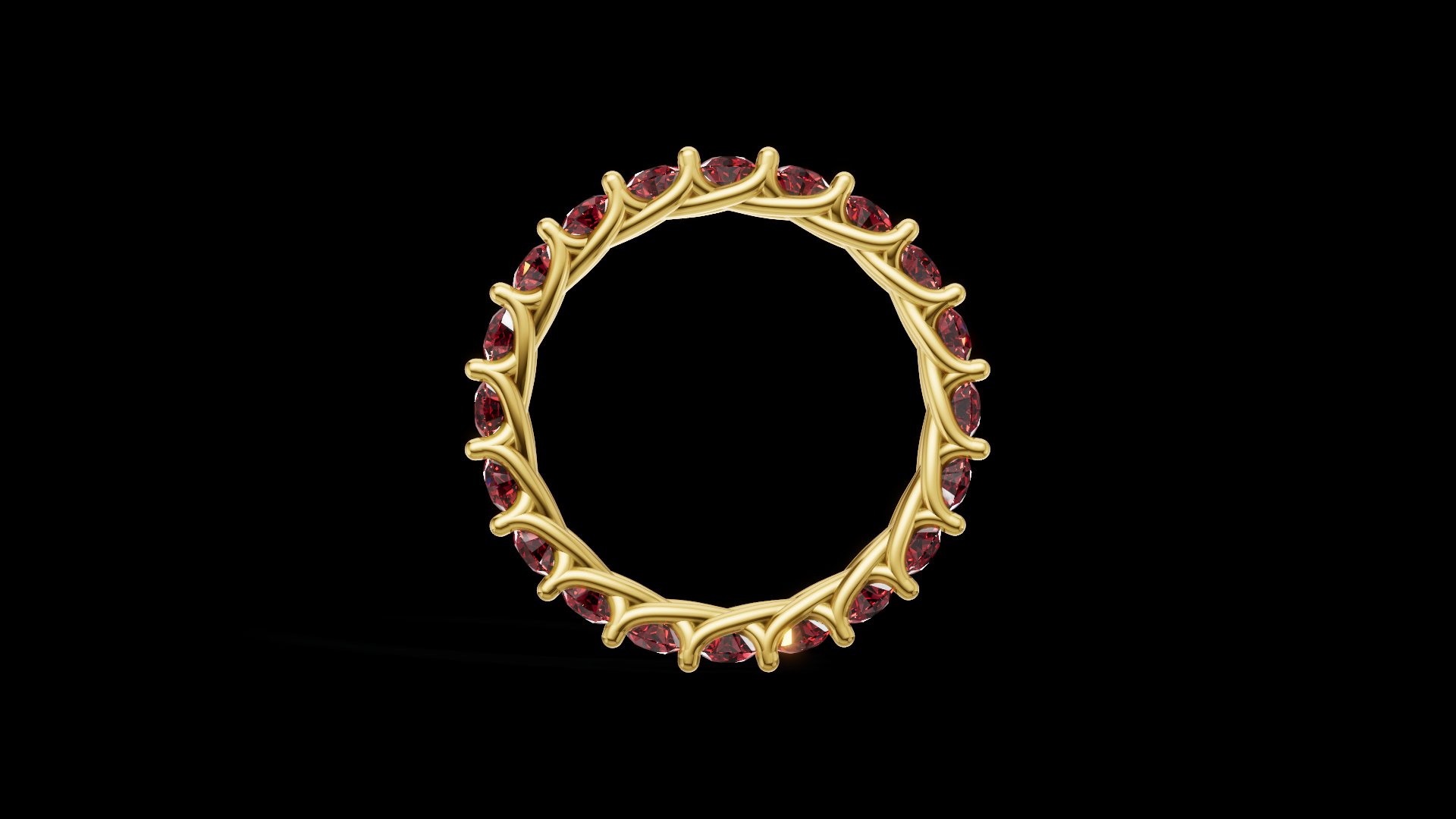 Twisted Garnet Eternity Ring 3 mm Round Gems | Vine Wedding Band | Nature Inspired Jewelry CAD Model | STL 3DM — view 5