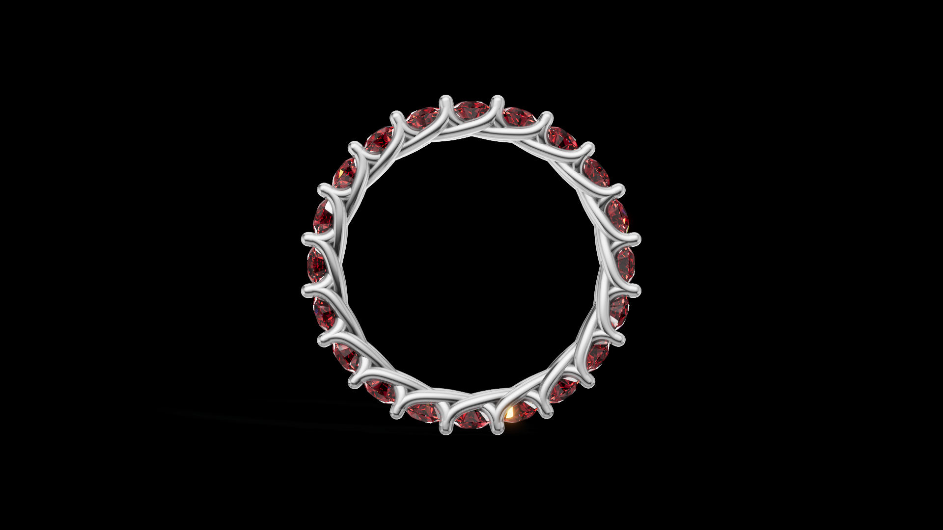 Twisted Garnet Eternity Ring 3 mm Round Gems | Vine Wedding Band | Nature Inspired Jewelry CAD Model | STL 3DM — view 4