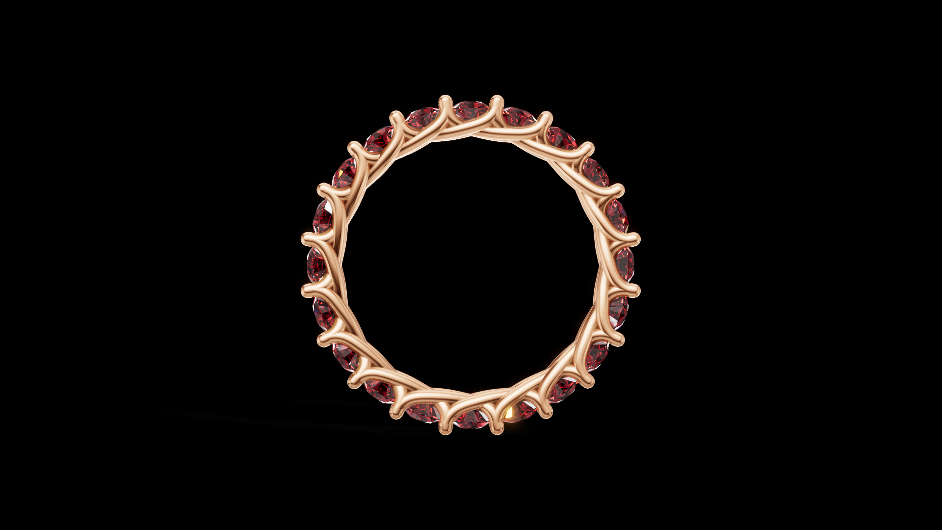 Twisted Garnet Eternity Ring 3 mm Round Gems | Vine Wedding Band | Nature Inspired Jewelry CAD Model | STL 3DM — view 6