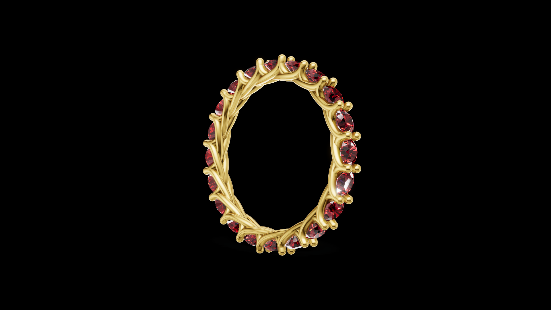 Twisted Garnet Eternity Ring 3 mm Round Gems | Vine Wedding Band | Nature Inspired Jewelry CAD Model | STL 3DM — view 8