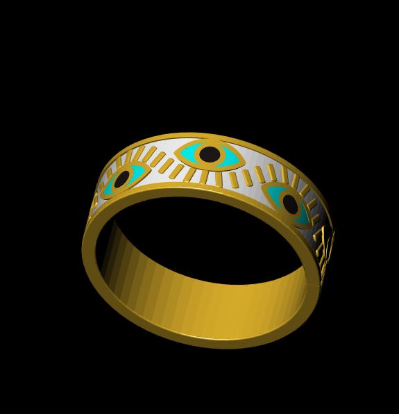 Evil Eye Enamel Signet Ring