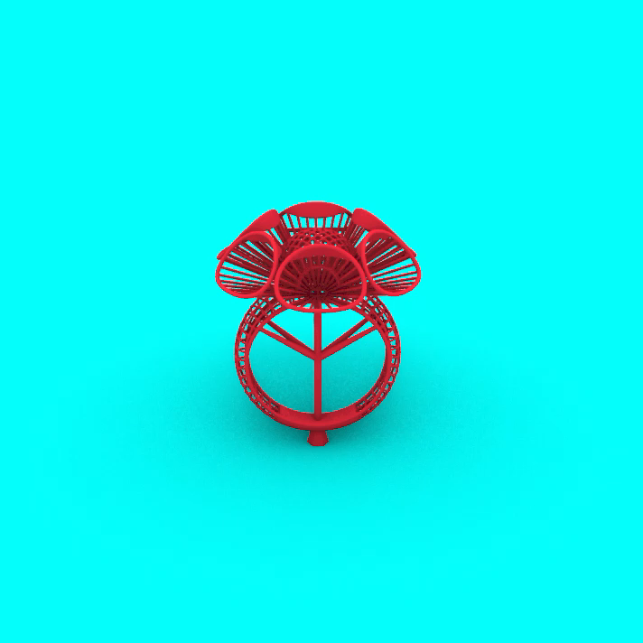 Architectural Floral Cluster Openwork Ring — view 3
