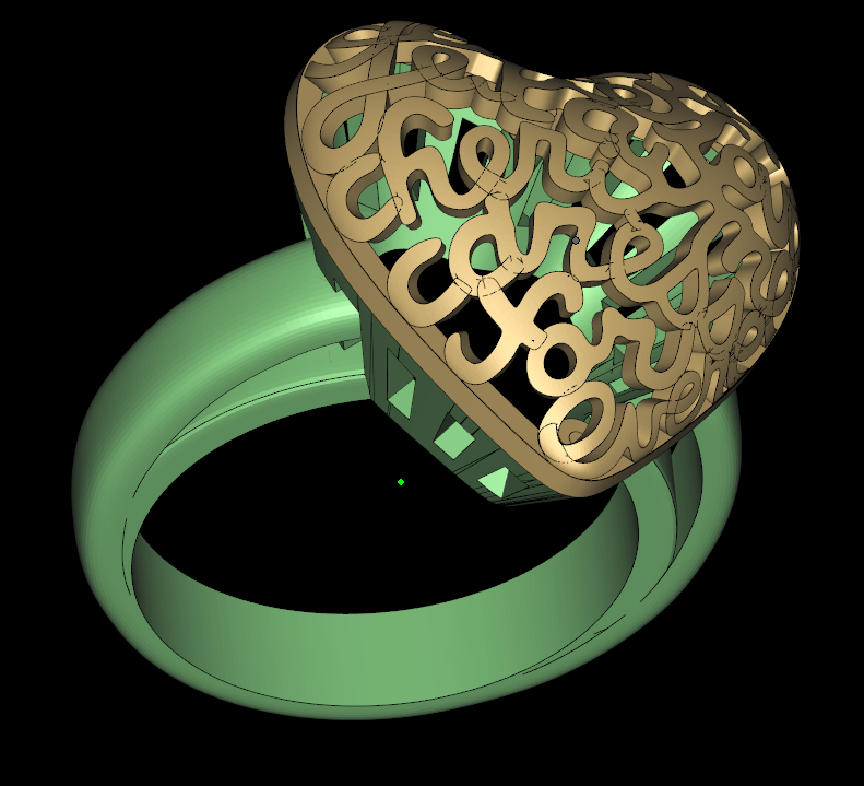"Love" Script Openwork Heart Statement Ring — view 5