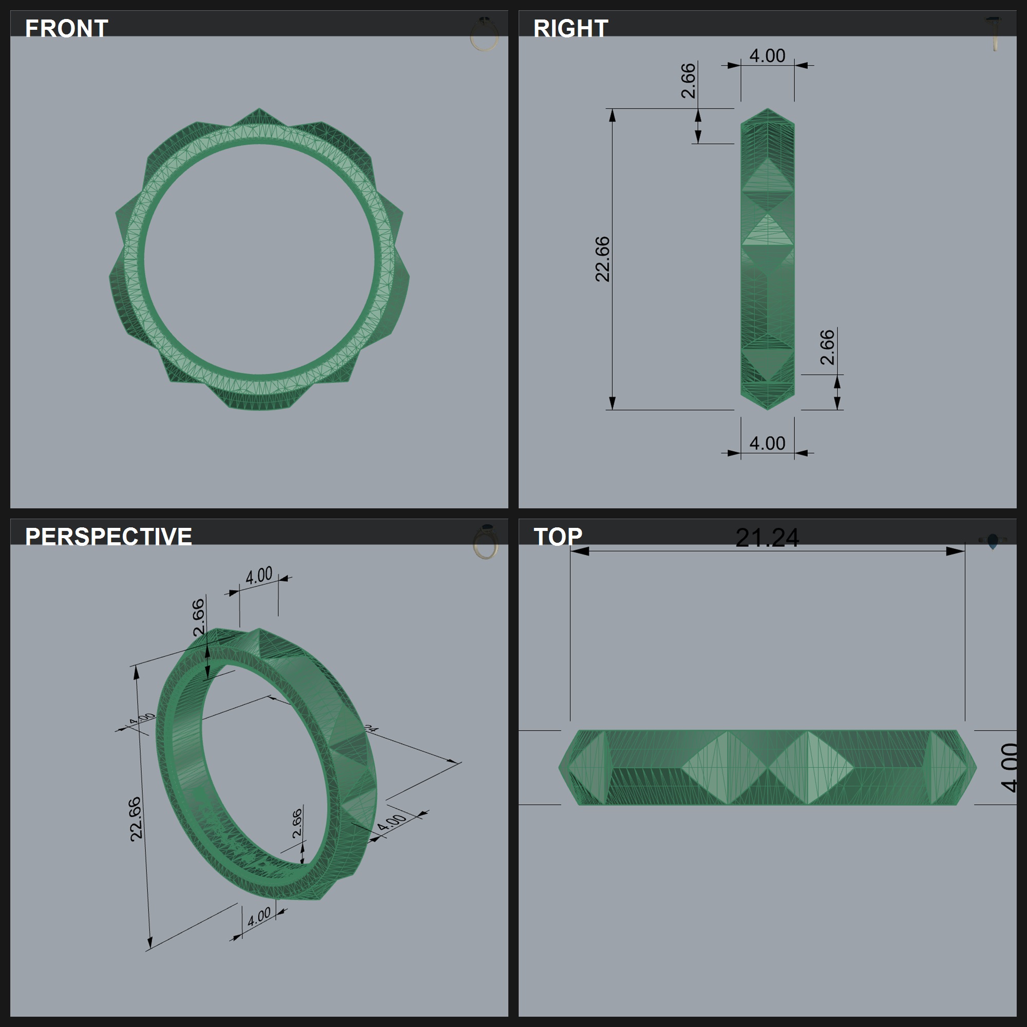 Pyramid Faceted Eternity Band Ring — view 2