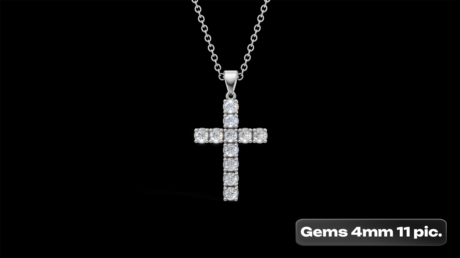 Diamond Cross Pendant 4mm 11 pices