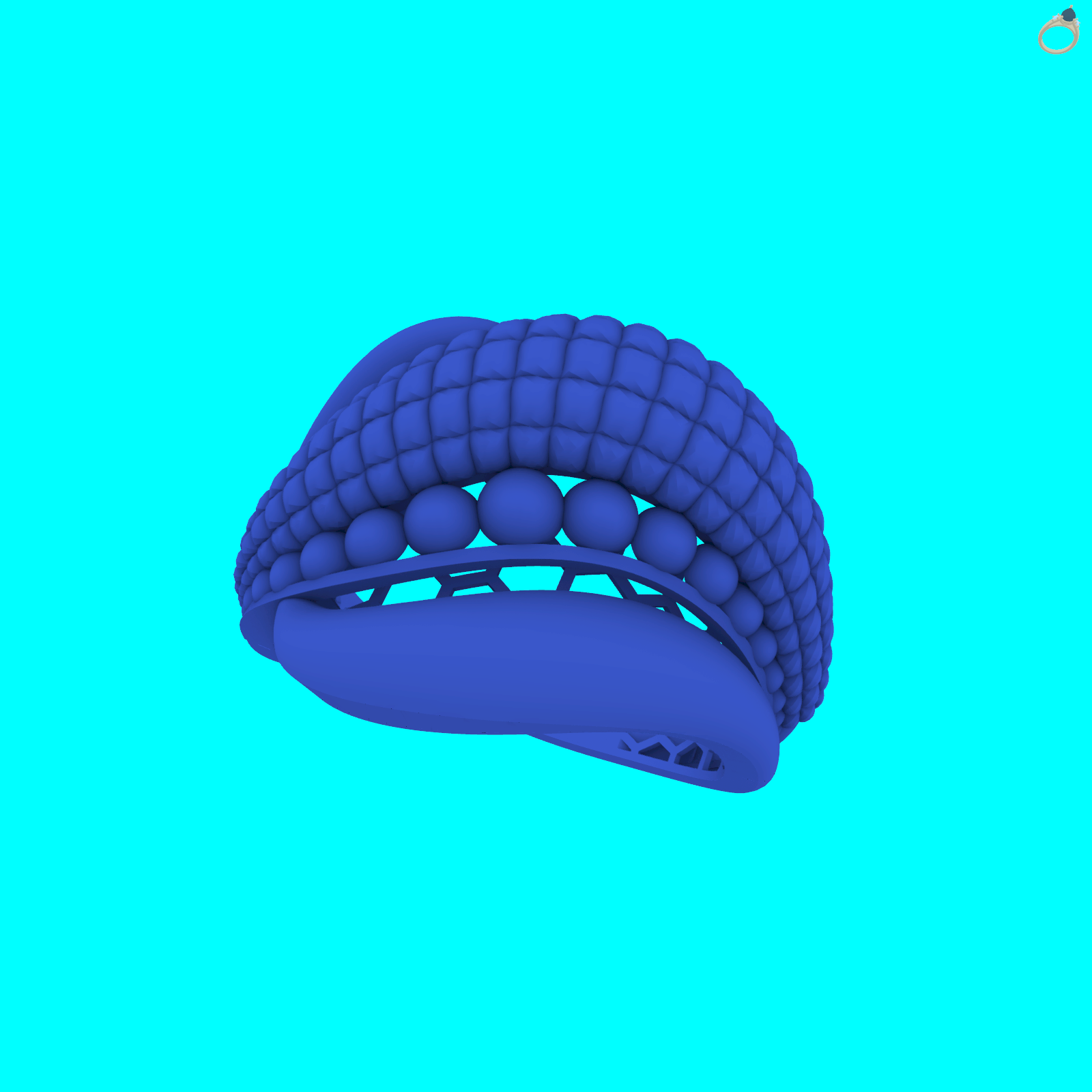 Textured Wide Ring with Beaded Row
