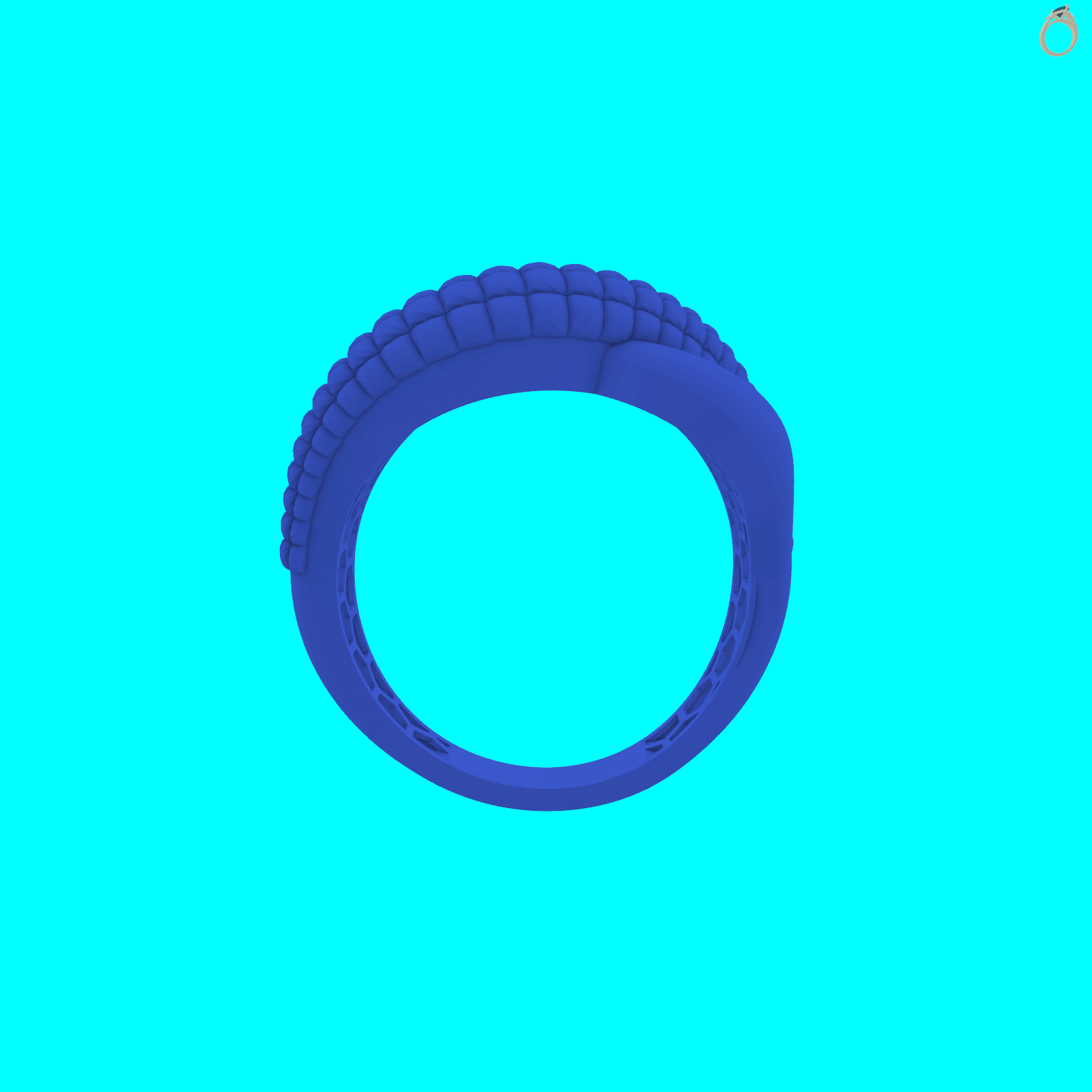 Textured Wide Ring with Beaded Row — view 4
