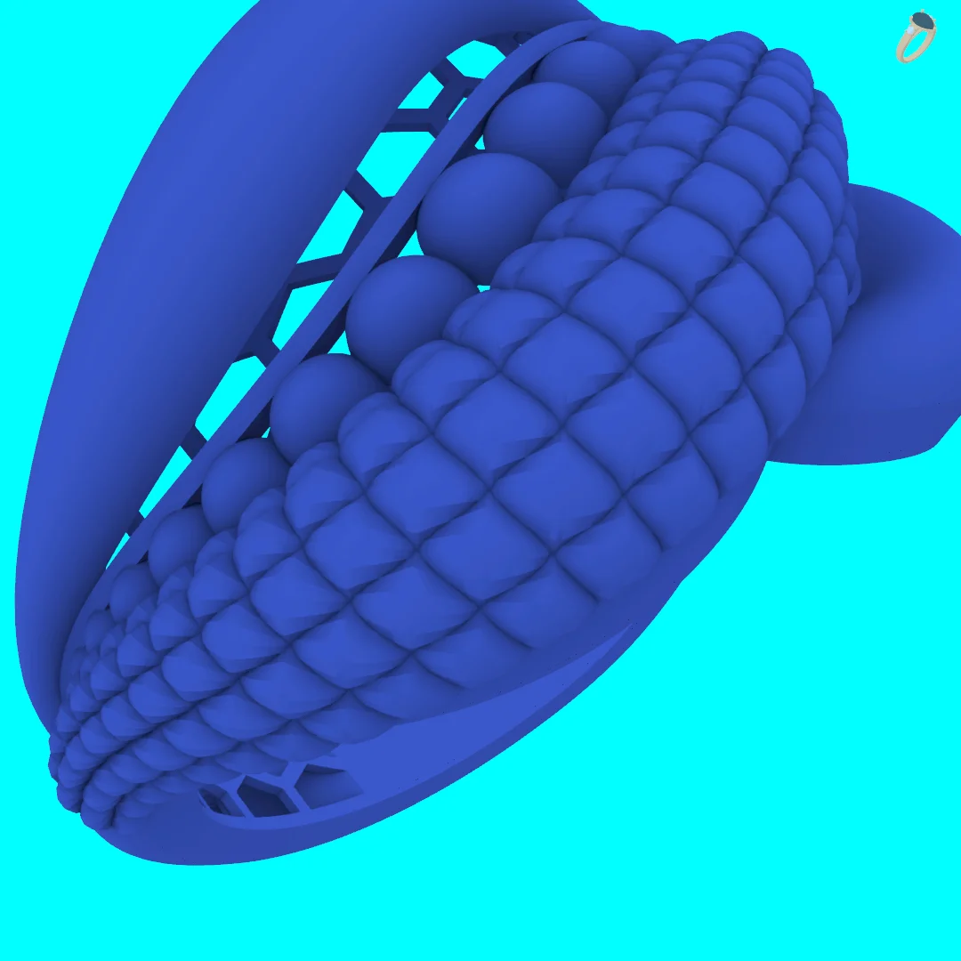 Textured Wide Ring with Beaded Row — view 3