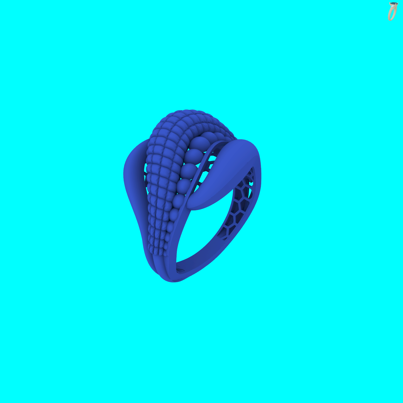 Textured Wide Ring with Beaded Row — view 7