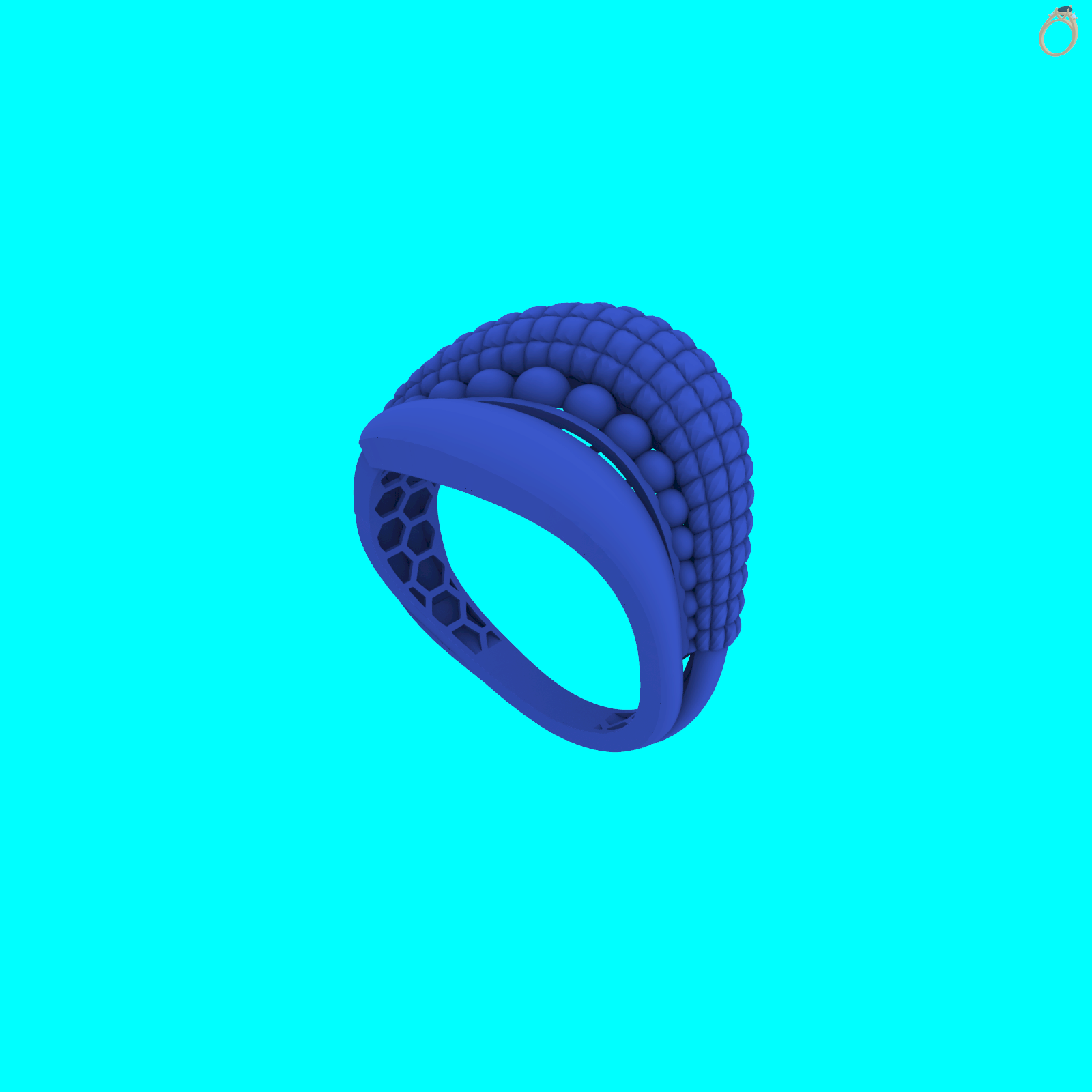 Textured Wide Ring with Beaded Row — view 8