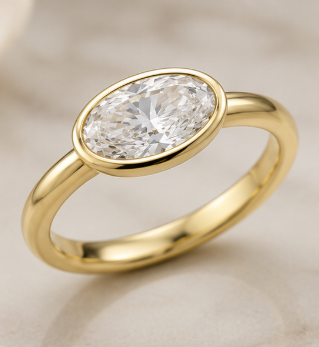 Bezel-Set Solitaire Ring with an Oval-Cut Stone — view 5