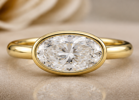 Bezel-Set Solitaire Ring with an Oval-Cut Stone — view 4