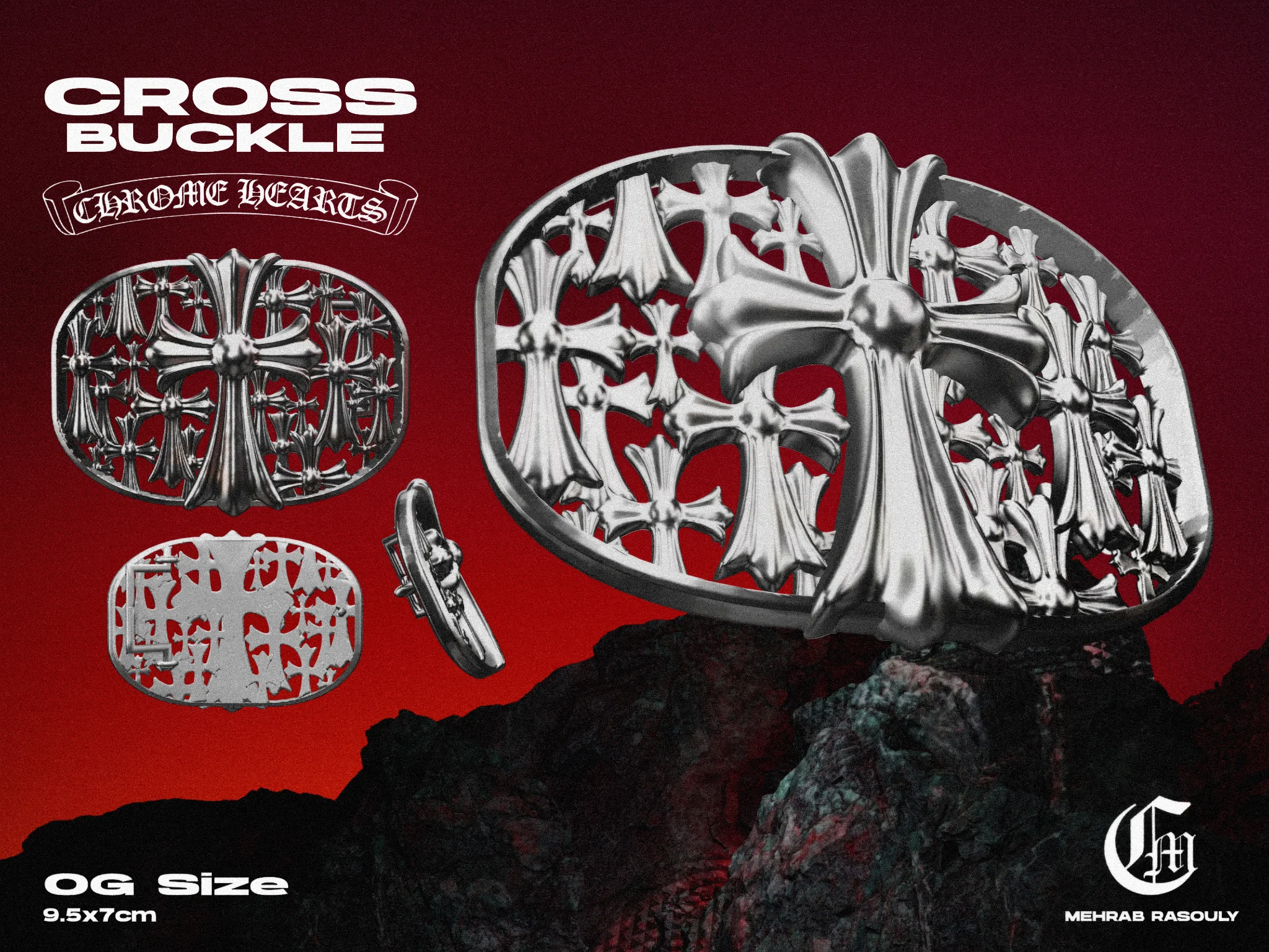 Chrome Hearts Cemetery Multiple Cross Buckle (2 Version) — view 1