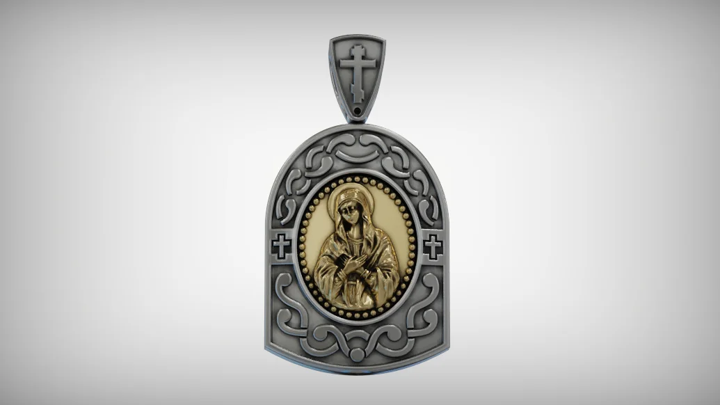Orthodox Theotokos Icon Relief Ladanka Pendant