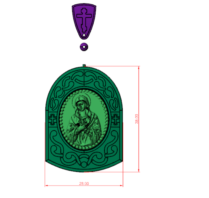 Orthodox Theotokos Icon Relief Ladanka Pendant — view 5